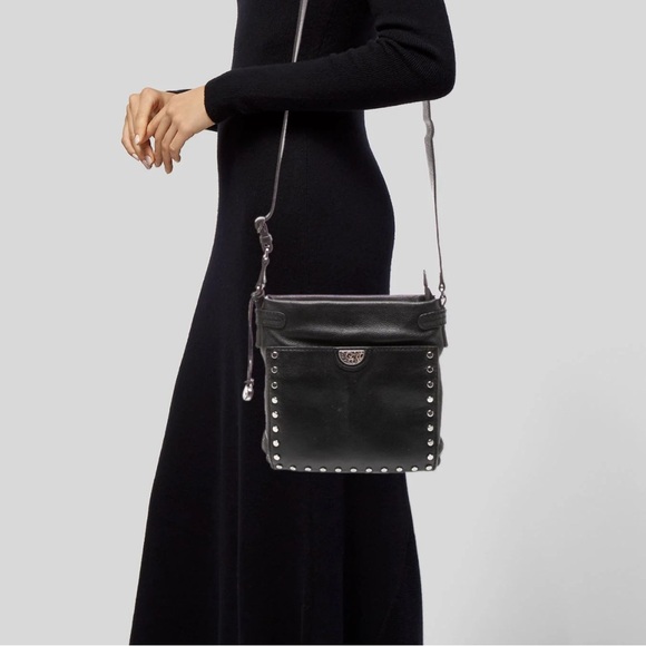 BRIGHTON PRETTY TOUGH BLACK STUDDED ROYCE SUPER ORGANIZERCROSSBODY HANDBAG